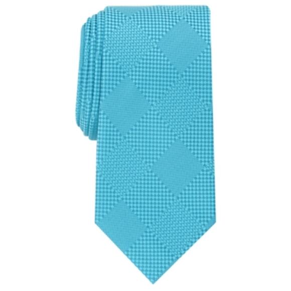 Perry Ellis Stuben Check Tie - Aqua NWT - Picture 1 of 1